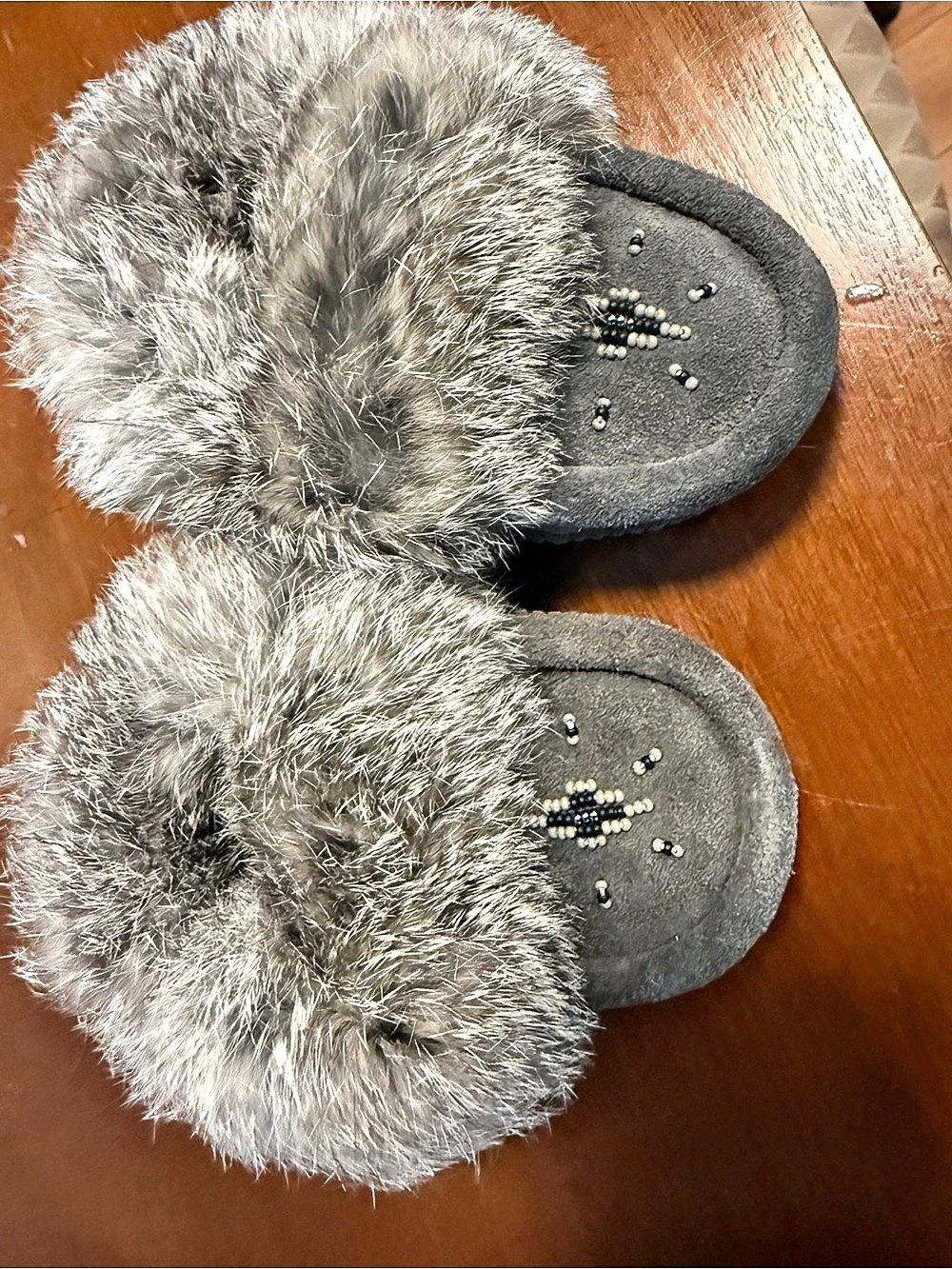 0-12m Baby Real Fur Trim Embellished moccasins